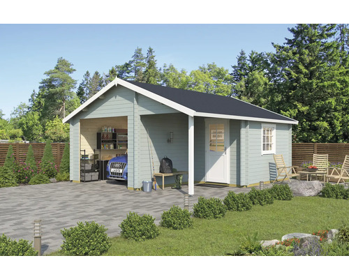 Enkele garage Outdoor Life Nevis zonder deur 500 x 550 cm gletsjergroen
