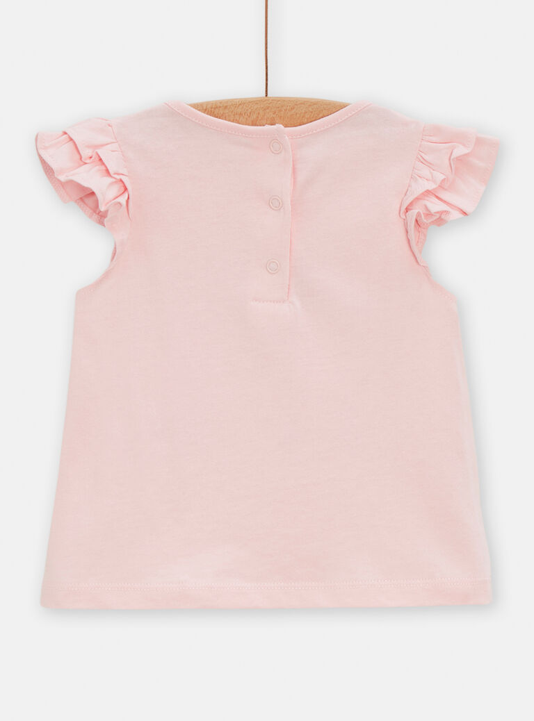 T-shirt rose à animation chat pour bébé fille