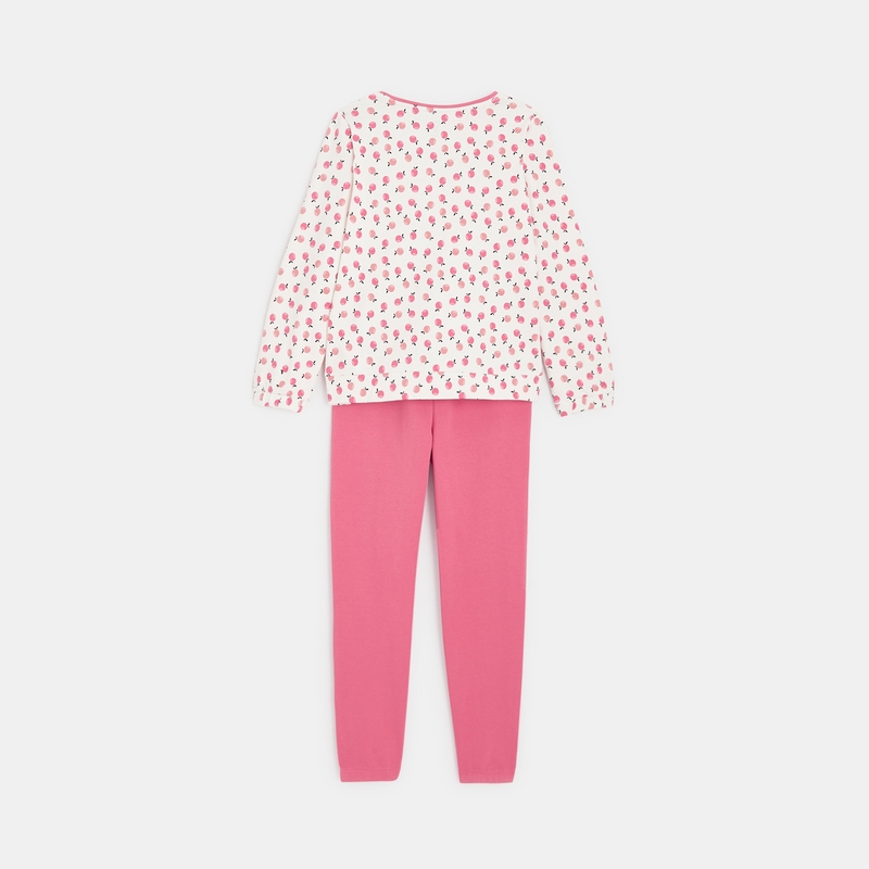 Pyjama 2 pièces en molleton léger rose fille