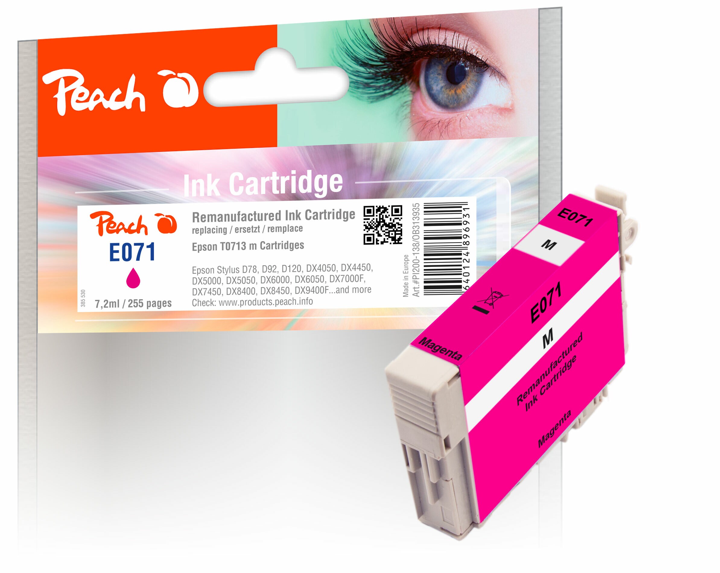 Peach E713 m Druckerpatrone XL ma ersetzt Epson T0713 m, C13T07134011 für z.B. Epson Stylus SX 400, Epson Stylus SX 410, Epson Stylus DX 7400 (wiederaufbereitet)