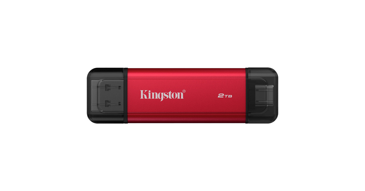 Kingston2000GB 1.0/1.0 Dual Portable KIN externe SSD  (Rood/zwart, SPSD/1TB, USB-A 3.2 (10 Gbit/s), USB-C 3.2 (10 Gbit/s))