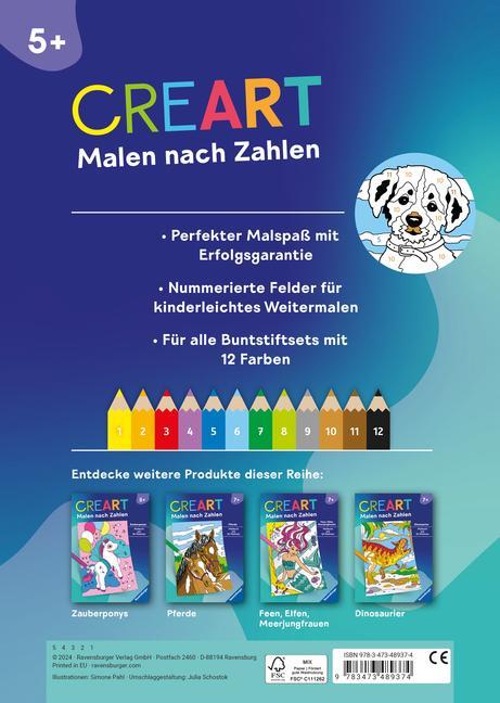 Ravensburger CreArt Malen nach Zahlen ab 5: Tierkinder, Malbuch, 24 Motive