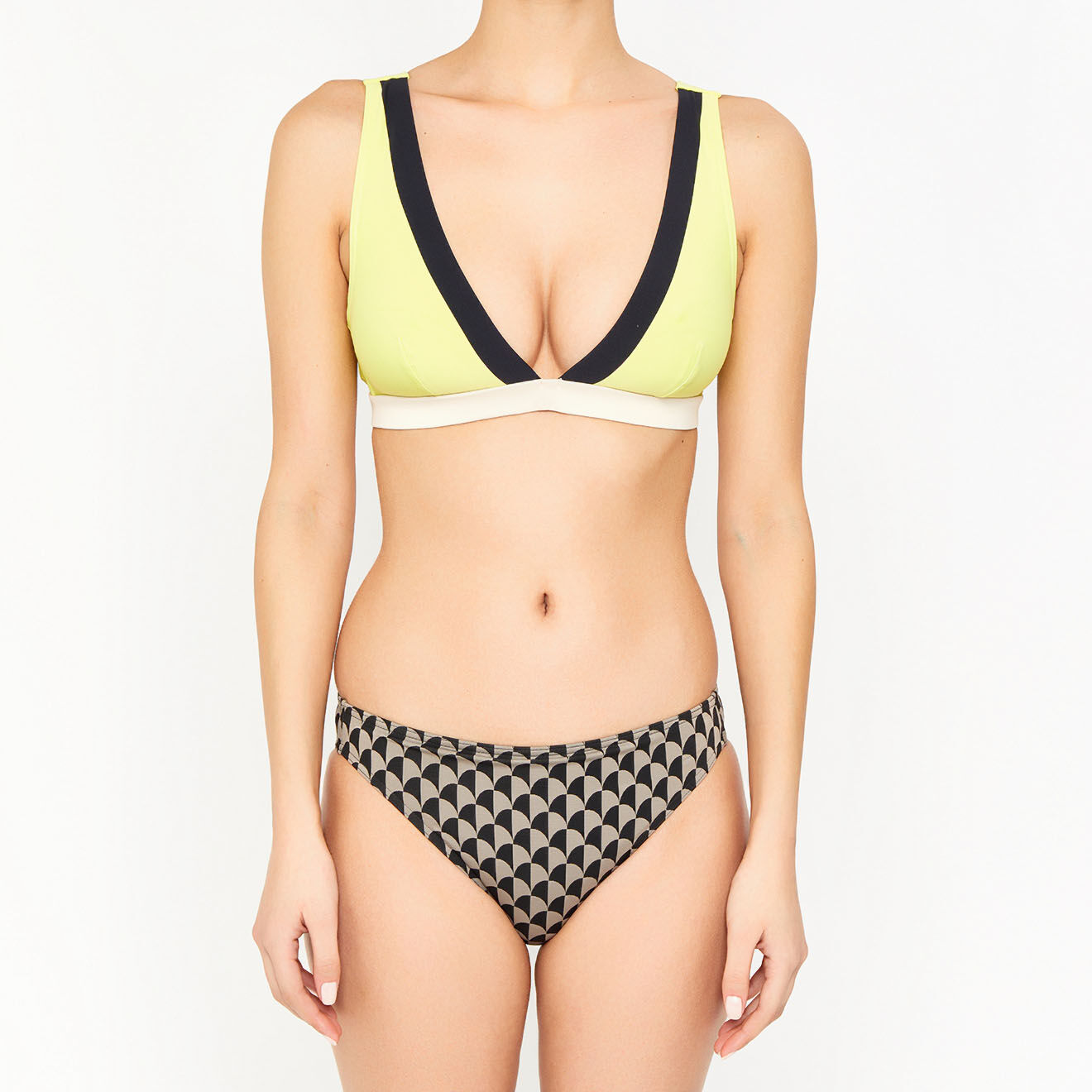 Iodus Haut de maillot de bain Orio vert anis/noir/blanc