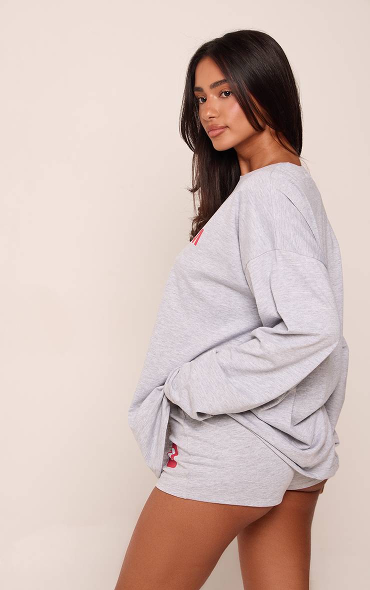 Gris Cendré Short Graphique Taille Basse Petite
