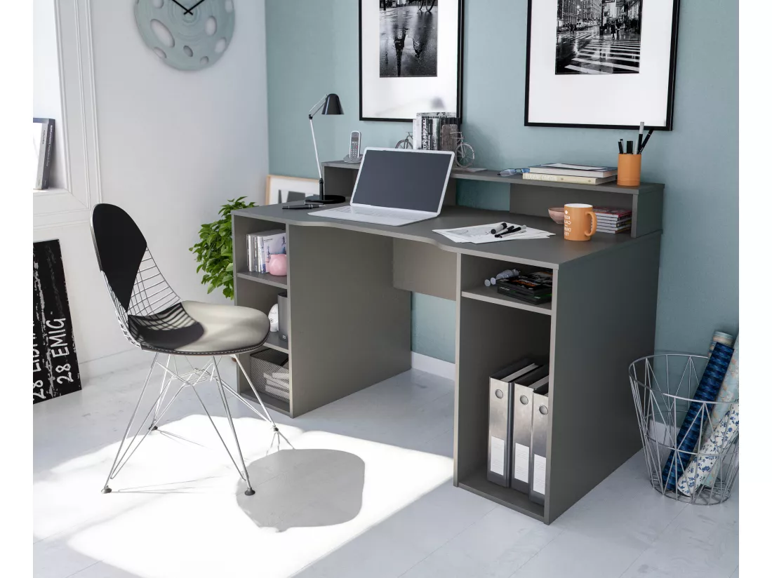 Table de bureau gamer OZONE - Noir - 136 x 67 x 88 cm - Avec étagere supérieure pour écran