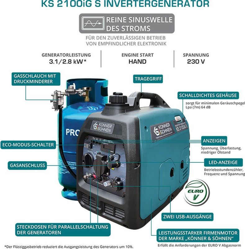 LPG - Invertergenerator KS 3100iG S - Compact - Geschikt voor Gevoelige Elektronica