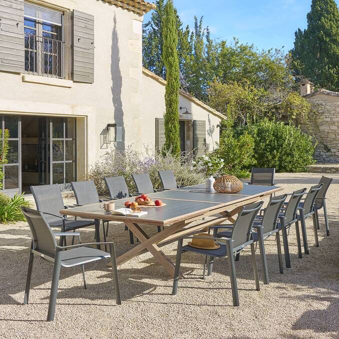 Table de jardin extensible AXIOME Graphite & Honey