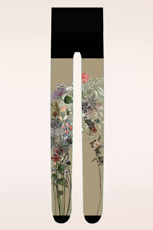 Marie Antoilette Dragées panty in beige en groen