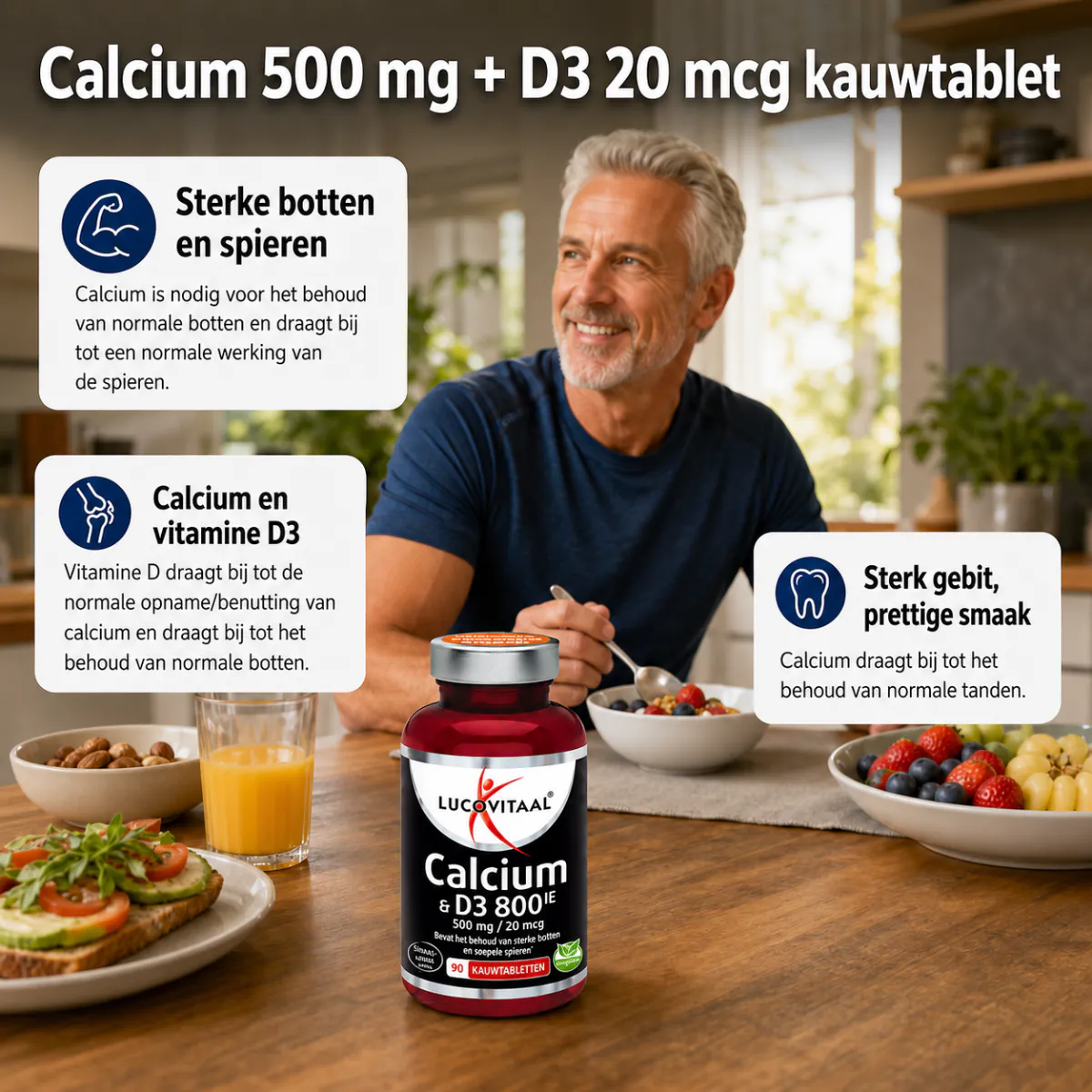 Calcium 500 mg + D3 20 mcg kauwtabletten