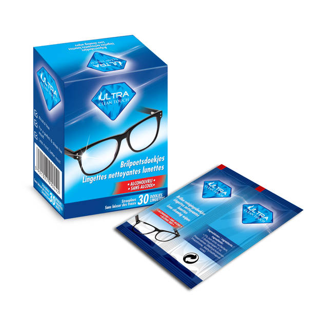 Ultra Clean Touch alcohol vrijebrilpoetsdoekjes - 30 stuks