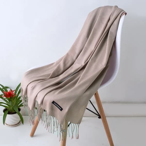 Grå/beige sjal - Imitert kashmirsjal