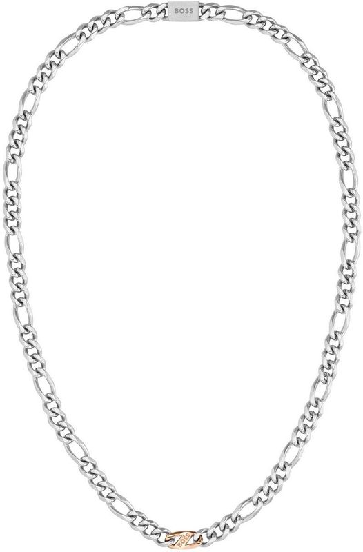 BOSS - RIAN - Ketting - Zilverkleurig - Staal - Figaro - 61 cm