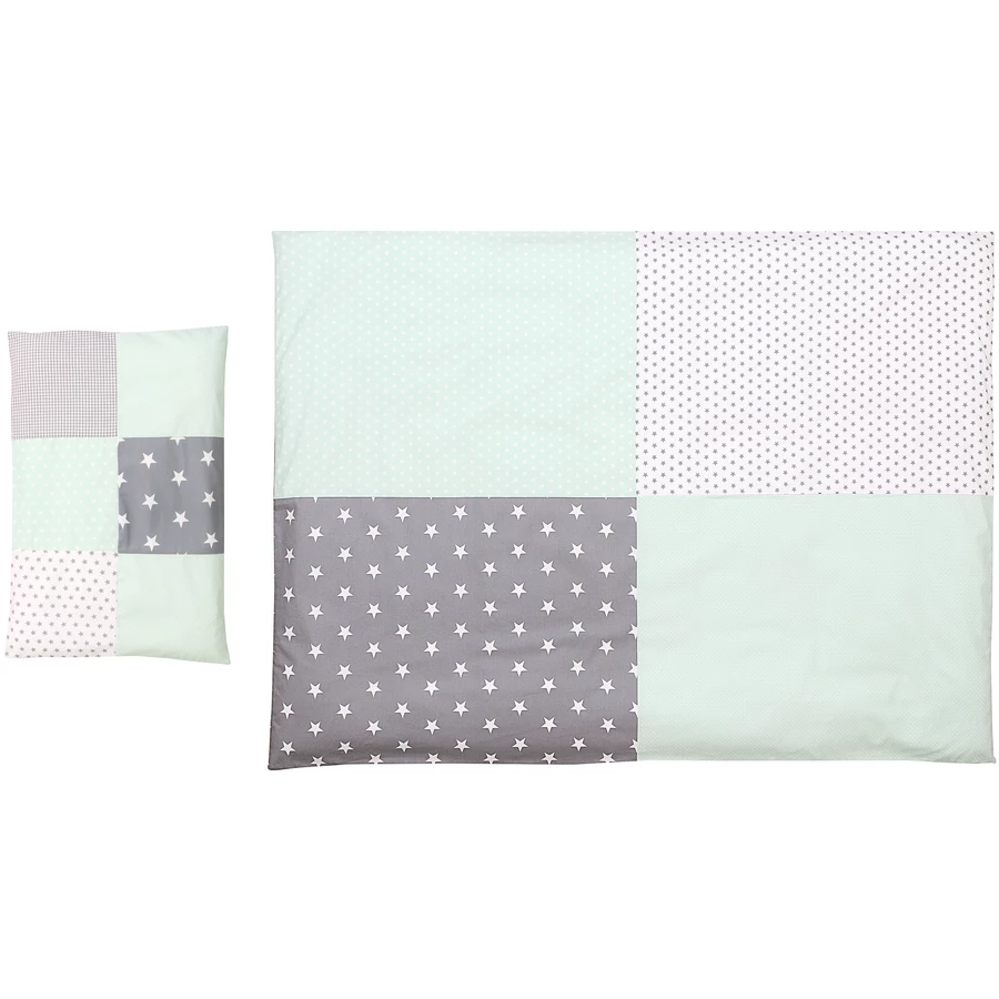 Ullenboom Kinder Bettwäsche-Set Mint Grau 135 x 100 cm + 40 x 60 cm