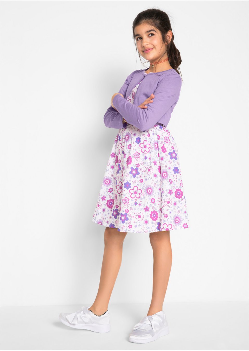 Robe fille + ceinture + boléro fille (Ens. 3 pces.)