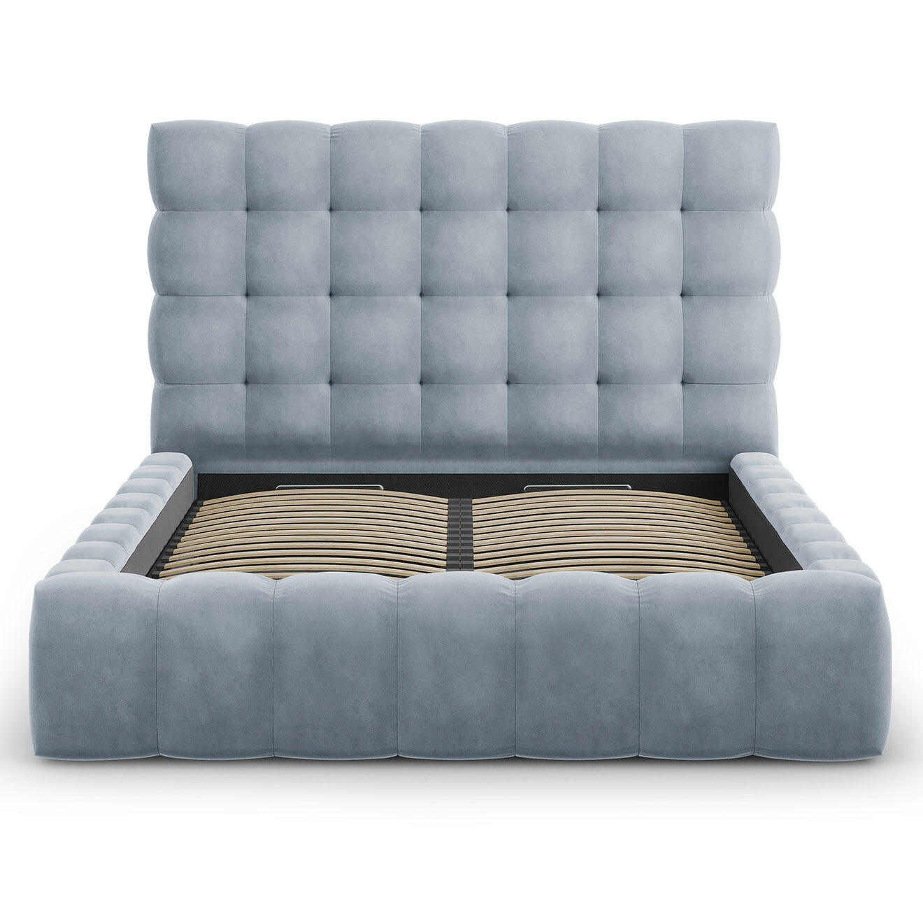 Cosmopolitan Design Lit avec coffre de rangement Bali Velours bleu clair - 140x200 cm
