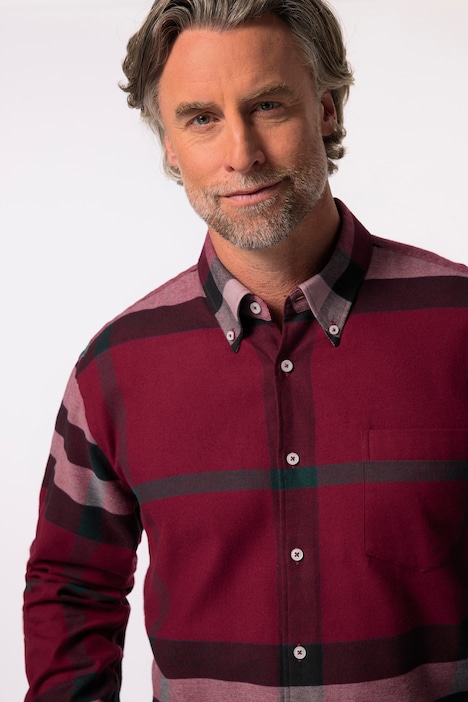Boston Park Karo-Flanellhemd, Langarm, Buttondown-Kragen, Comfort Fit, bis 8 XL