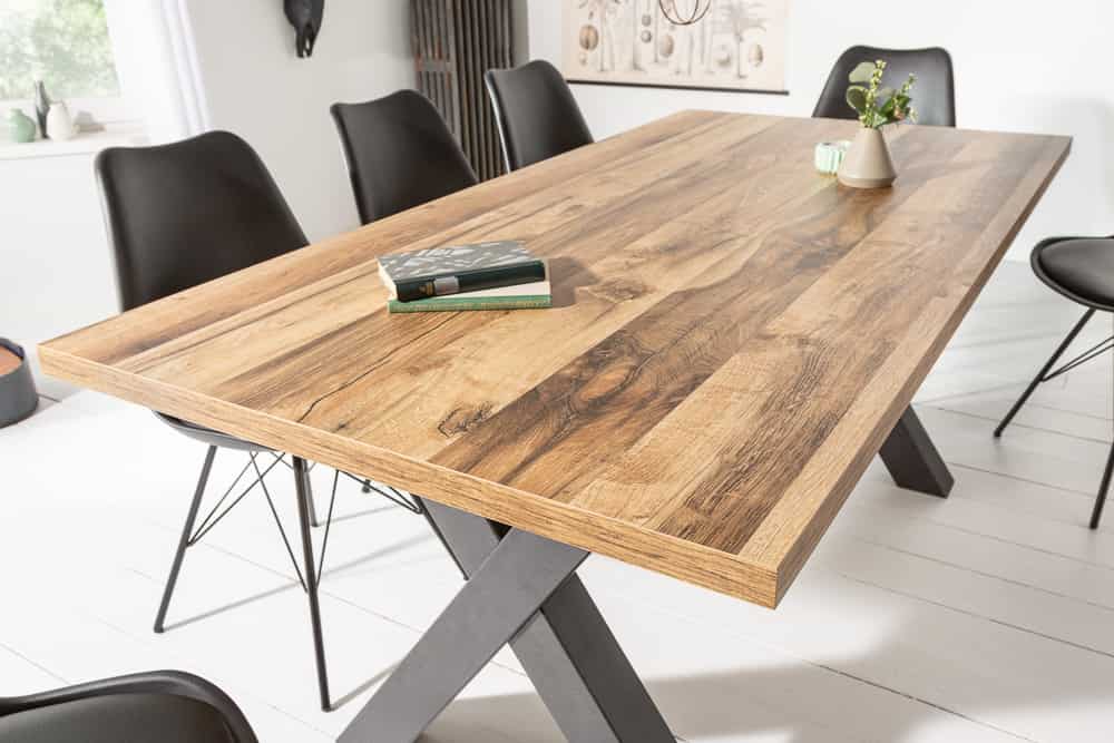 Industrial Esstisch MONTREAL 160cm natur schwarz Eichenholz-Design X-Gestell