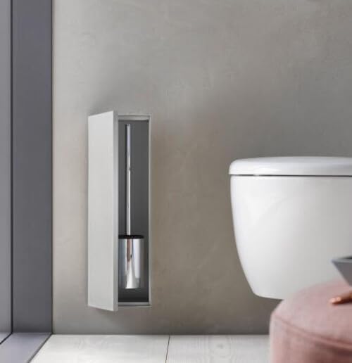 EMCO Asis Plus Unterputz-WC Modul mit Toilettenpapierhalter, Bad Schrank für unsichtbaren Stauraum mit Push to Open und 2 Fächern, Türanschlag Links, Papier Seitlich