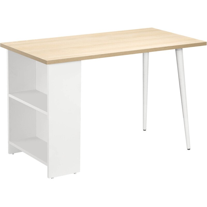 Bureau Designy L 120 x P 60 cm avec étagères intégrées et pieds en bois style scandinave