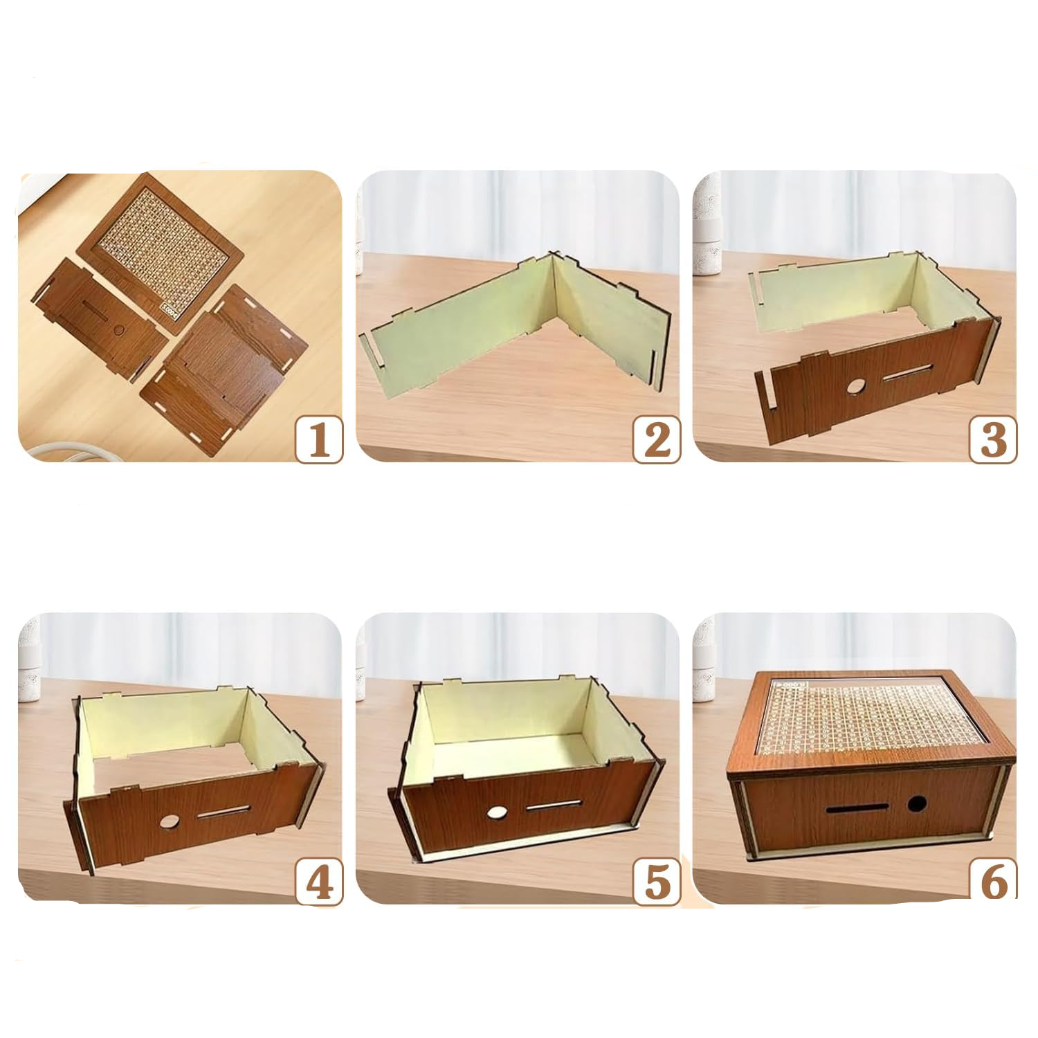 (175x130mm) Holz Sparkasse Home Deko Geschenkidee Spardose mit Sparziel Zahlen zum Ankreuzen inkl. Stift - Braun