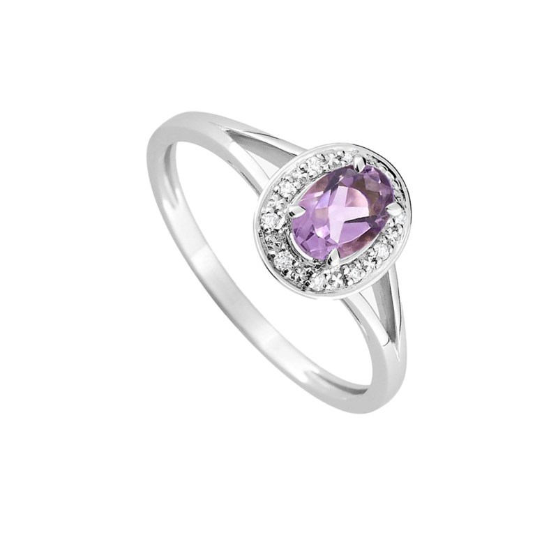 Bague Femme - Améthyste - Oxyde de zirconium - Or 18 Carats