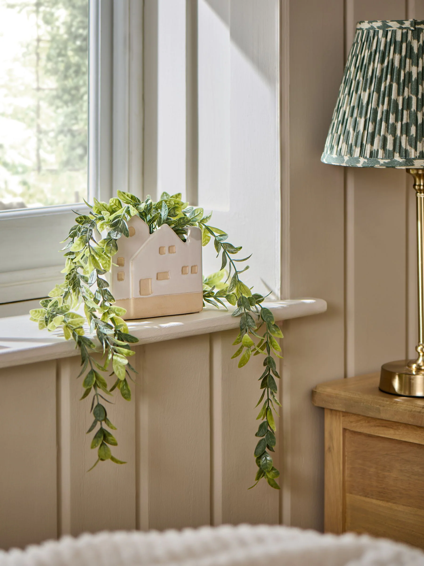 Artificial Trailing Plant In House Shaped Pot