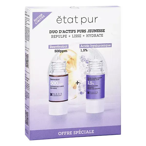 Etat Pur Duo Rejuvenescedor de Ingredientes Ativos Puros: Resveratrol 15ml + Ácido Hialurônico 15ml