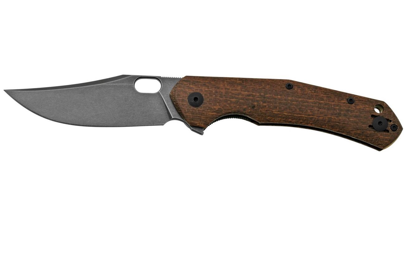 GiantMouse ACE Jutland Burlap Canvas Micarta PVD Vanadis 4E, zakmes