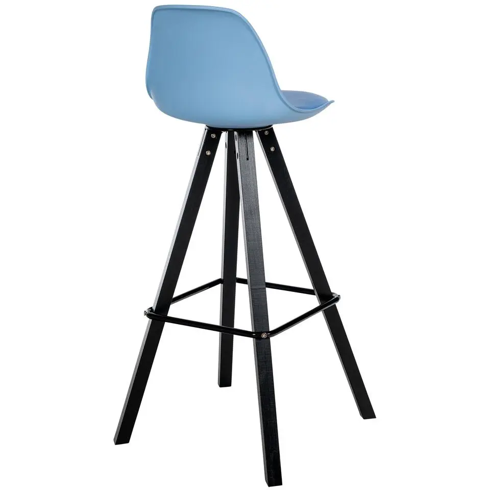CLP Barkruk Corbin zwart Frame - Kunstleer - blauw