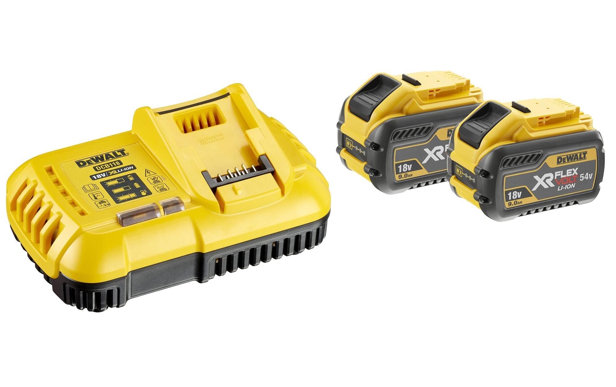 Starter-Set XR Ladegerät und 2x 54 V 9 Ah Akku<br>DeWalt 54 V XR Akku Starter-Kit