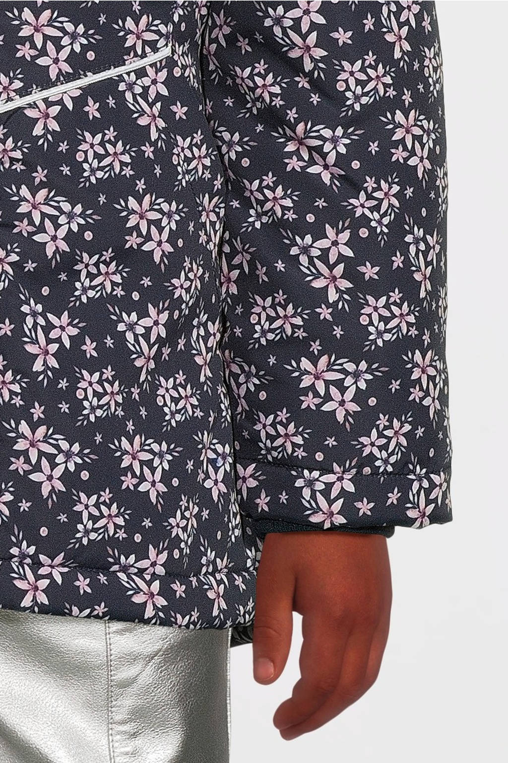 NAME IT winterjas NKFMAXI met all over print donkerblauw/roze