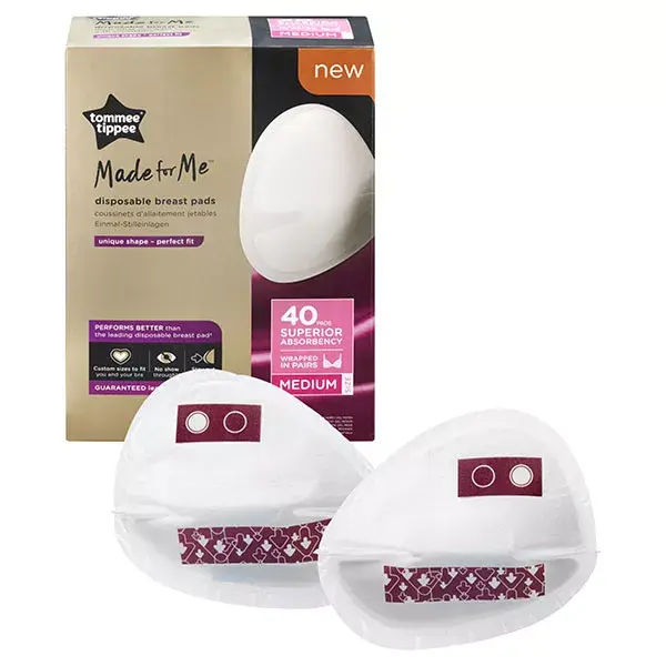 Absorventes descartáveis para amamentação Tommee Tippee, pacote com 40 unidades, tamanho M.