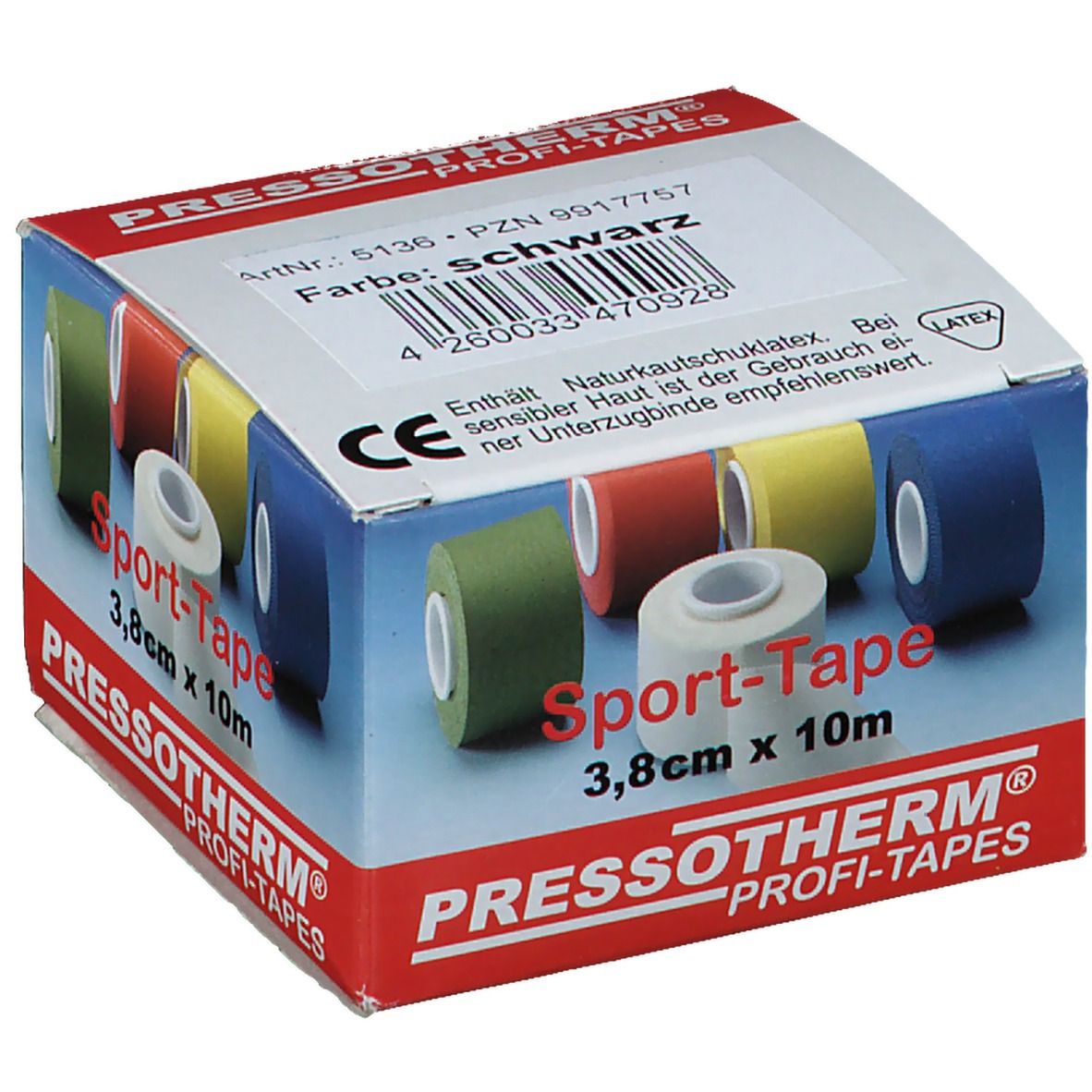 Pressotherm® Sport-Tape 3,8 cm x 10 m schwarz
