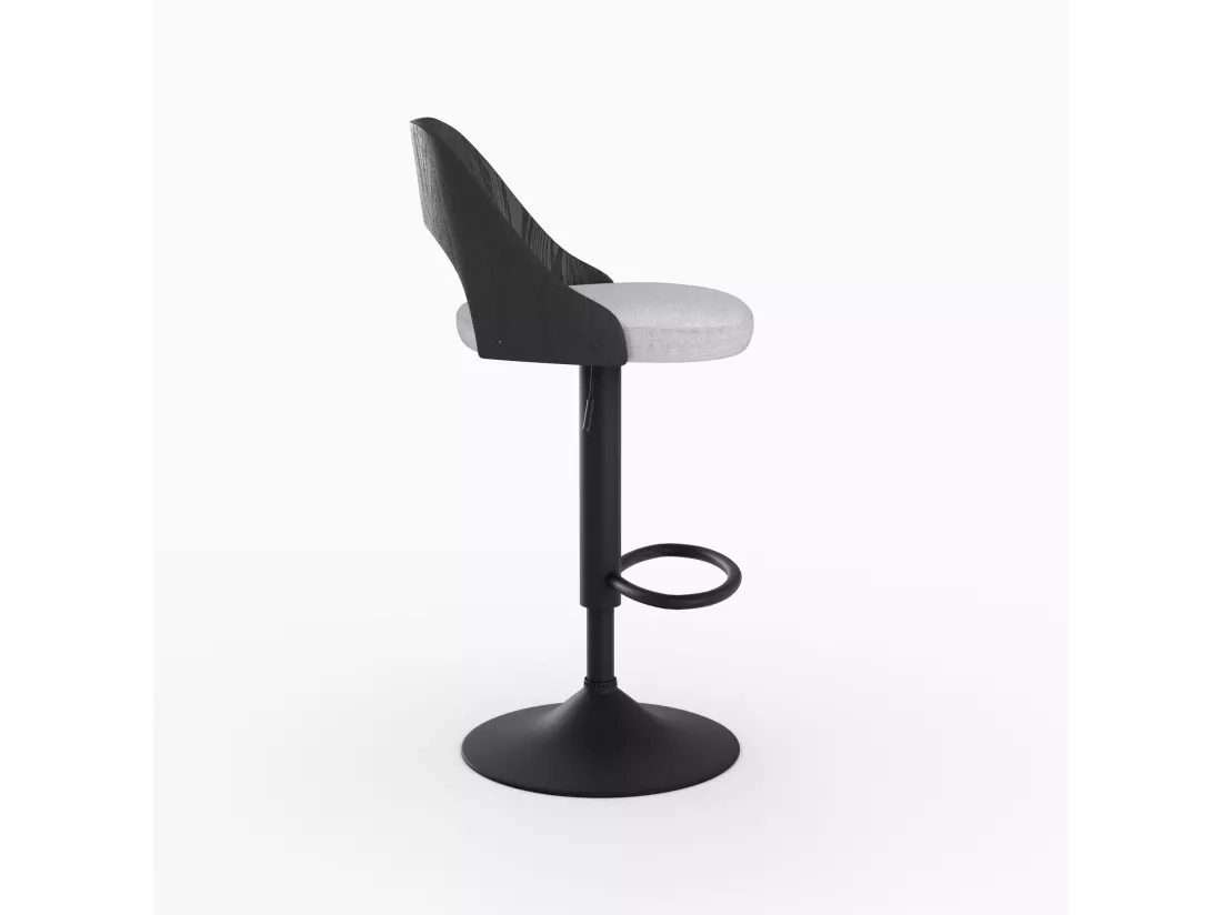Lot de 2 chaises de bar réglables (63-85 cm) en tissu gris clair chiné - Emily