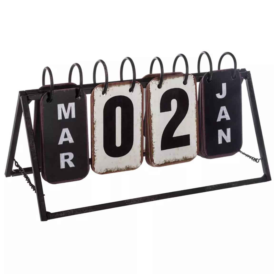 Calendrier à poser en métal (H14 cm ) Vintage Noir