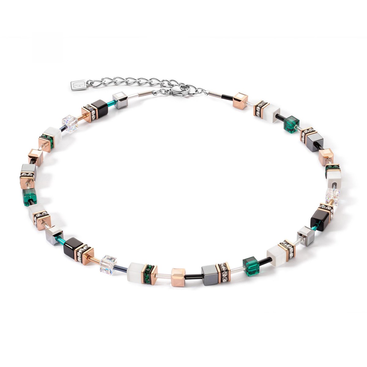 Collier Coeur de Lion GéoCube Iconic rose blanc vert