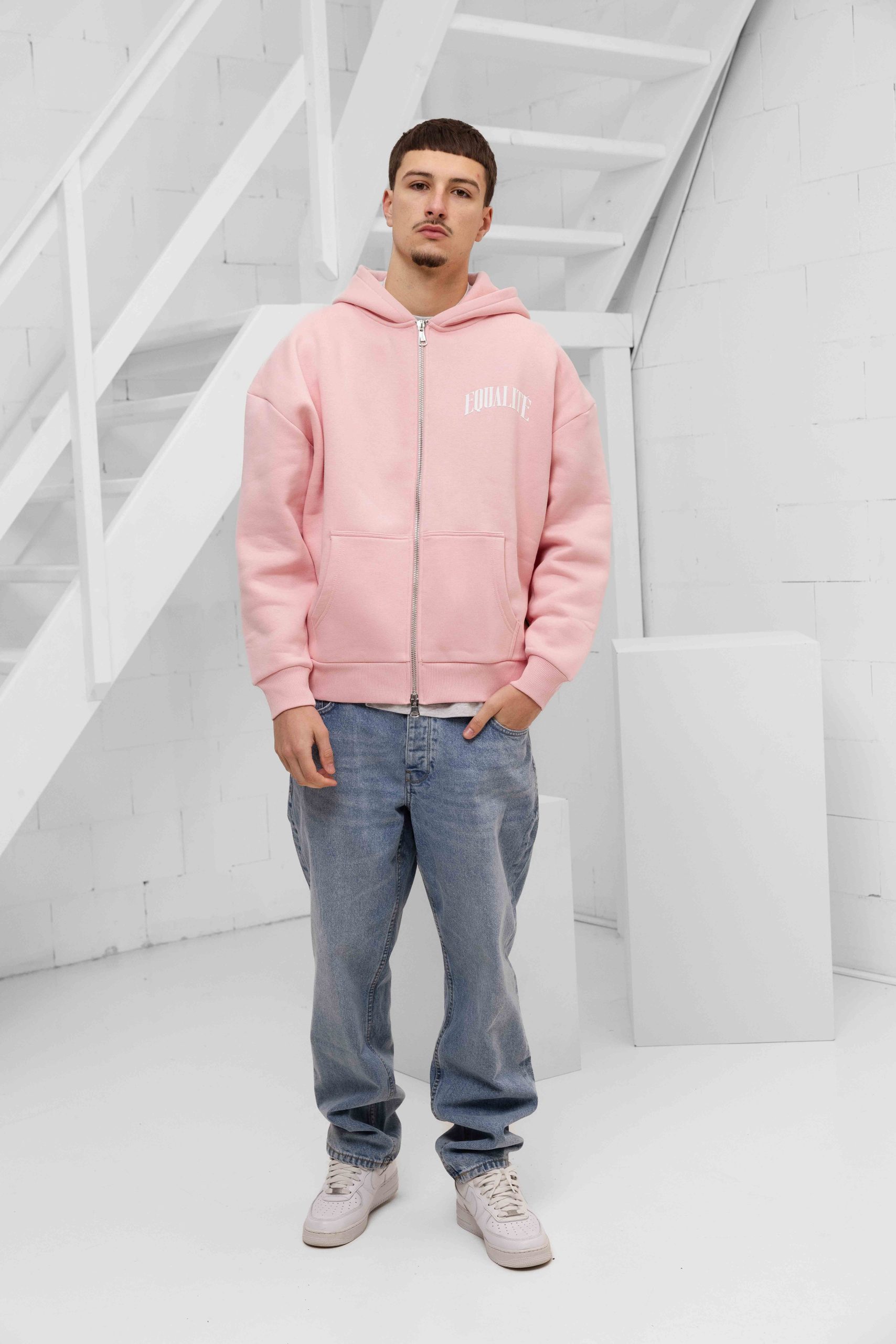 Equalité Oliver Oversized Full Zip Hoodie Roze
