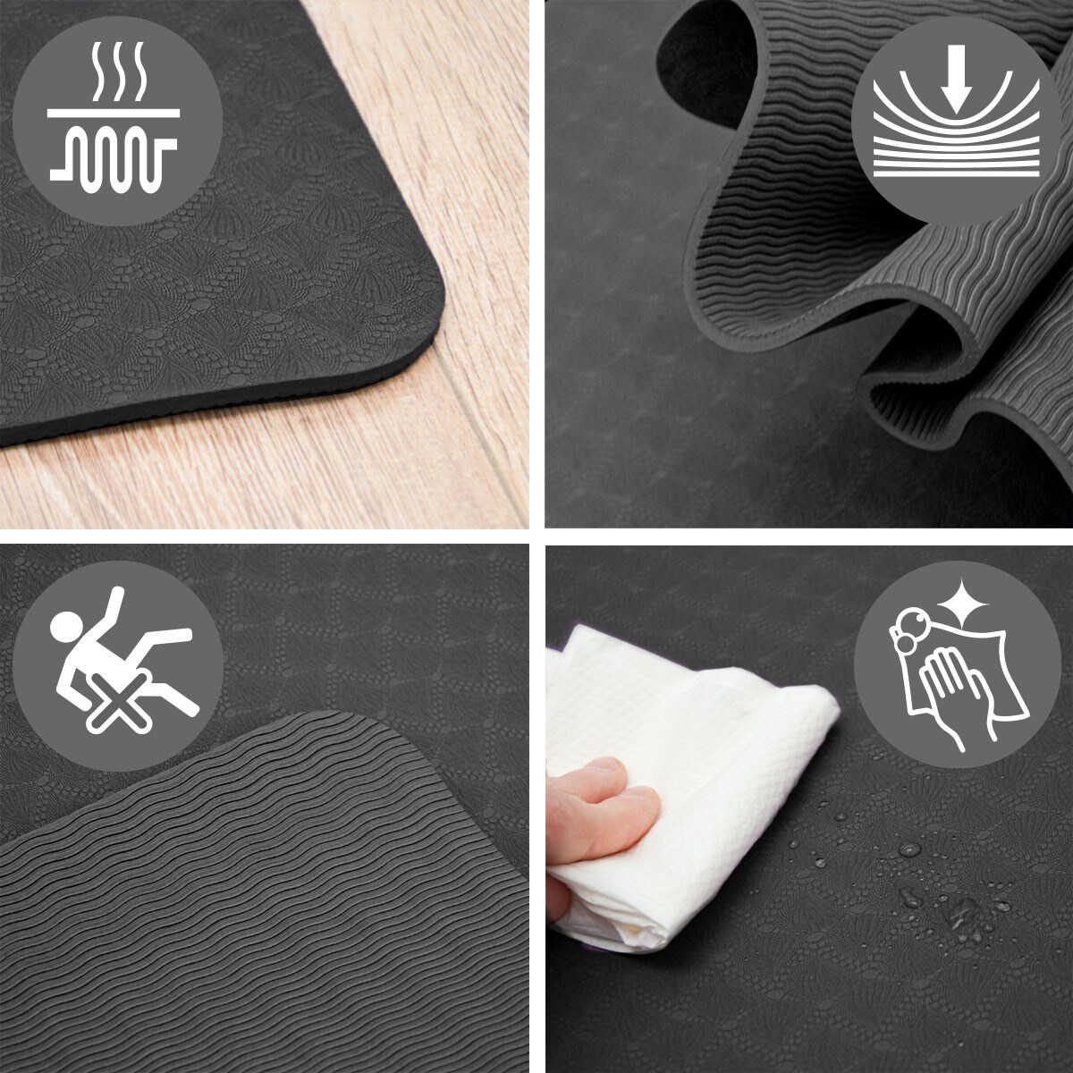 200x116 XXL Fitnessmatte - 6mm Extra Breite Yogamatte - Rutschfeste Sportmatte
