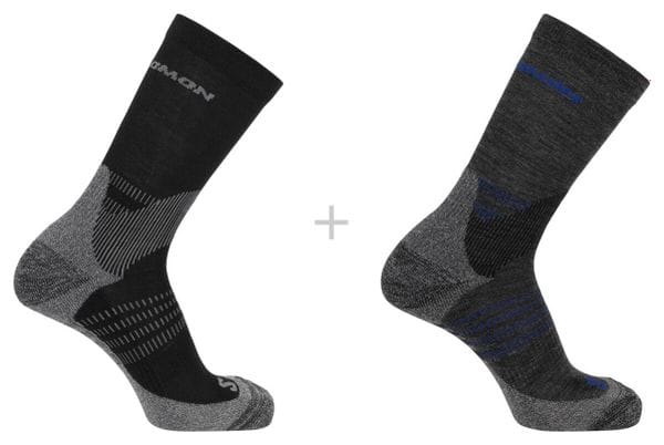 Chaussettes (2 paires) Salomon X-Ultra Access Crew Gris Noir Unisex