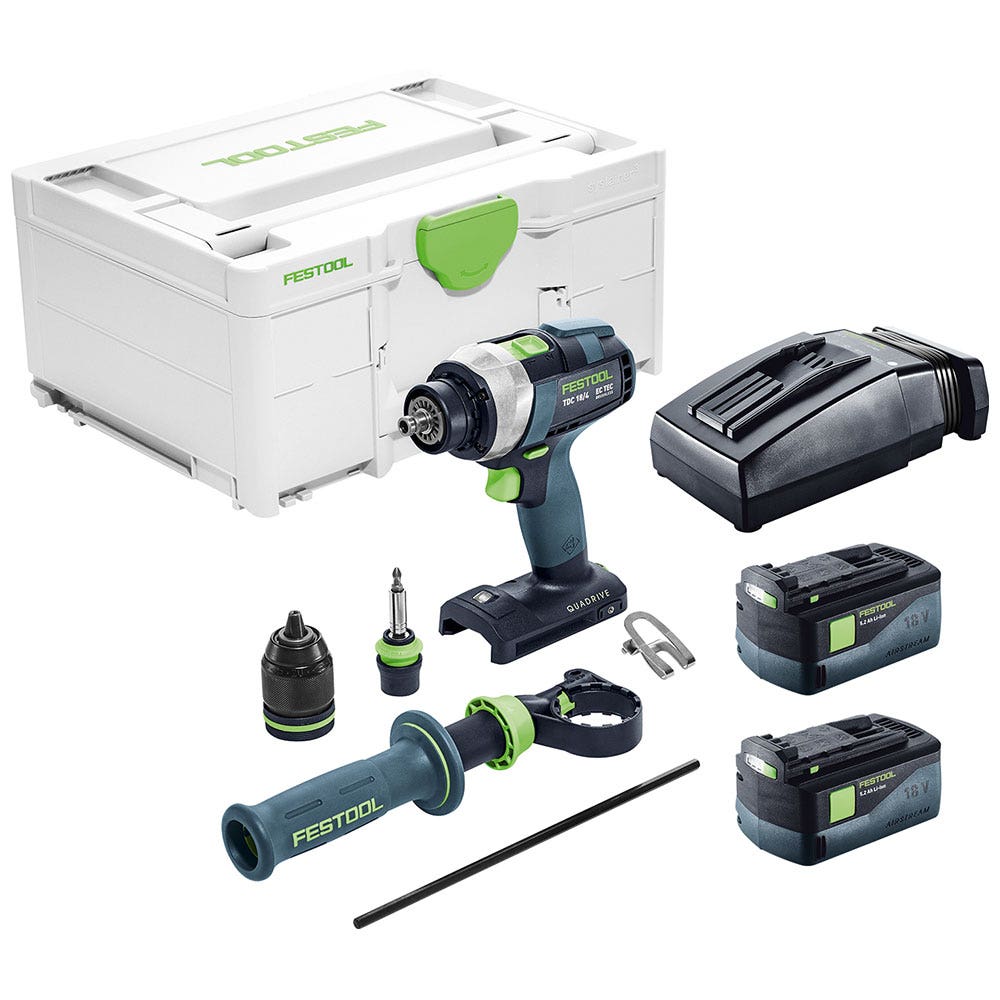 FESTOOL 18V 2 X 5.2AH 13mm TDC Drill Driver Kit 577284
