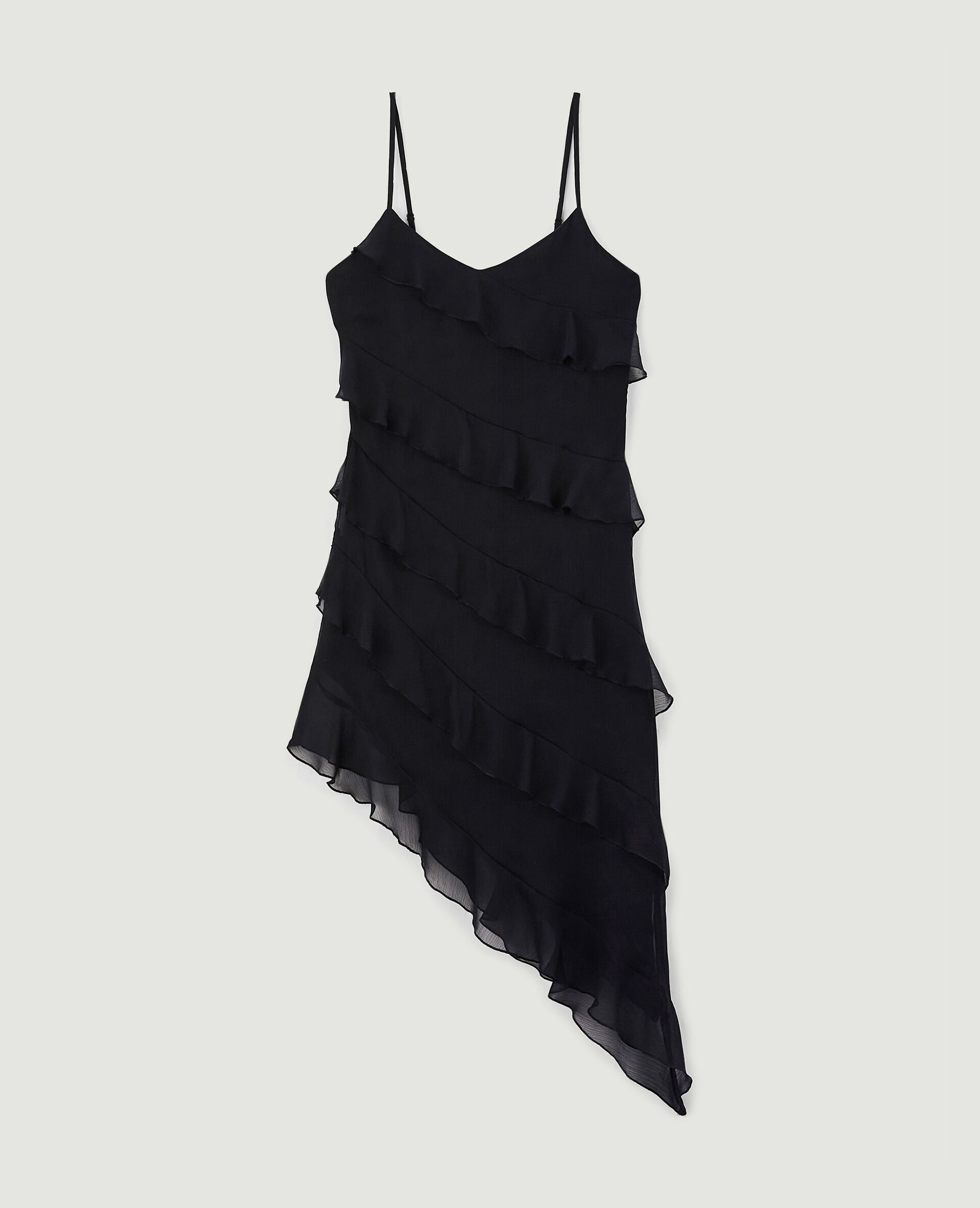 Robe asymétrique avec volants - Noir
