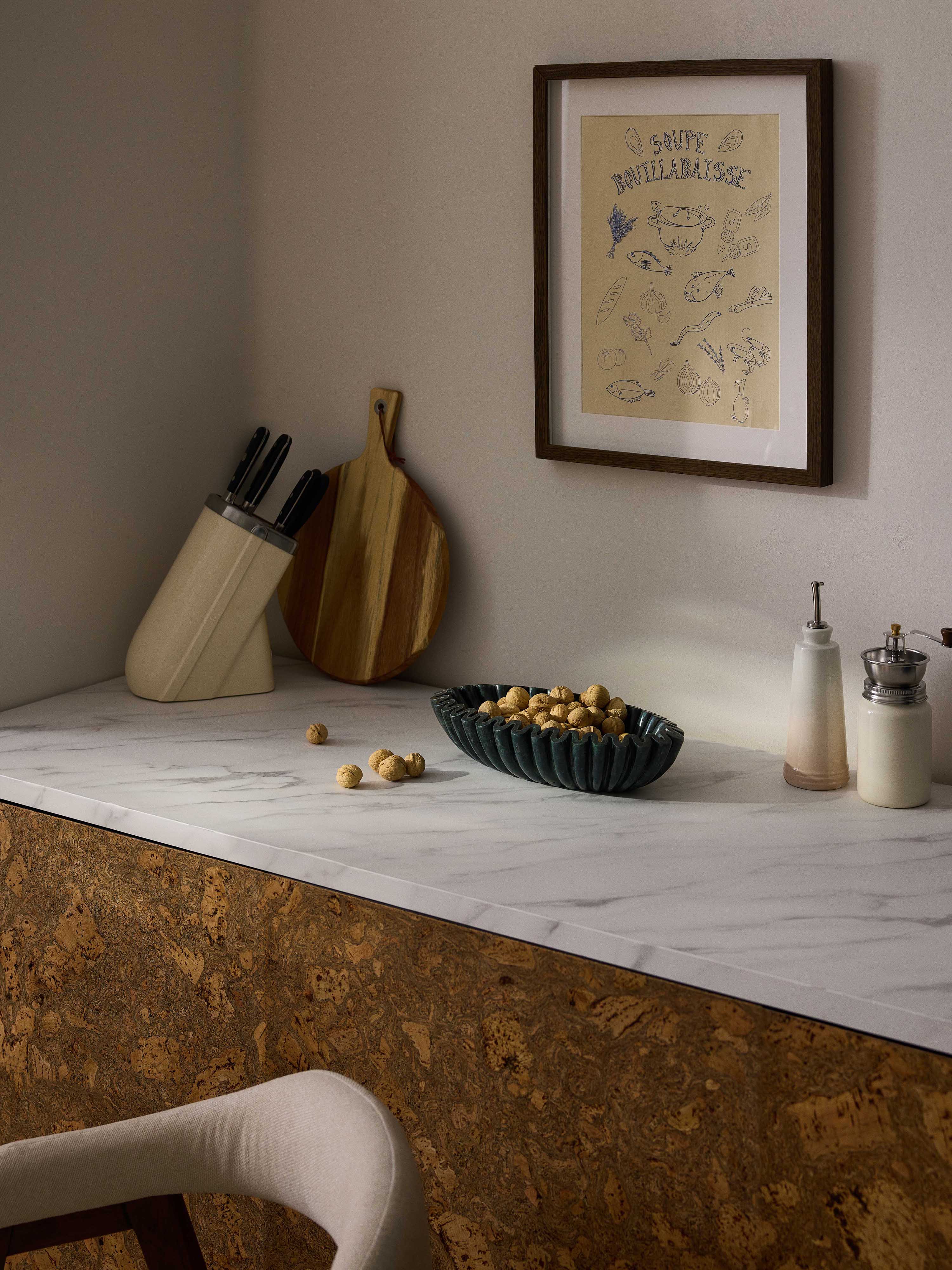 Handgemaakte ovale decoratieve marmeren schaal Santorini B 35 cm