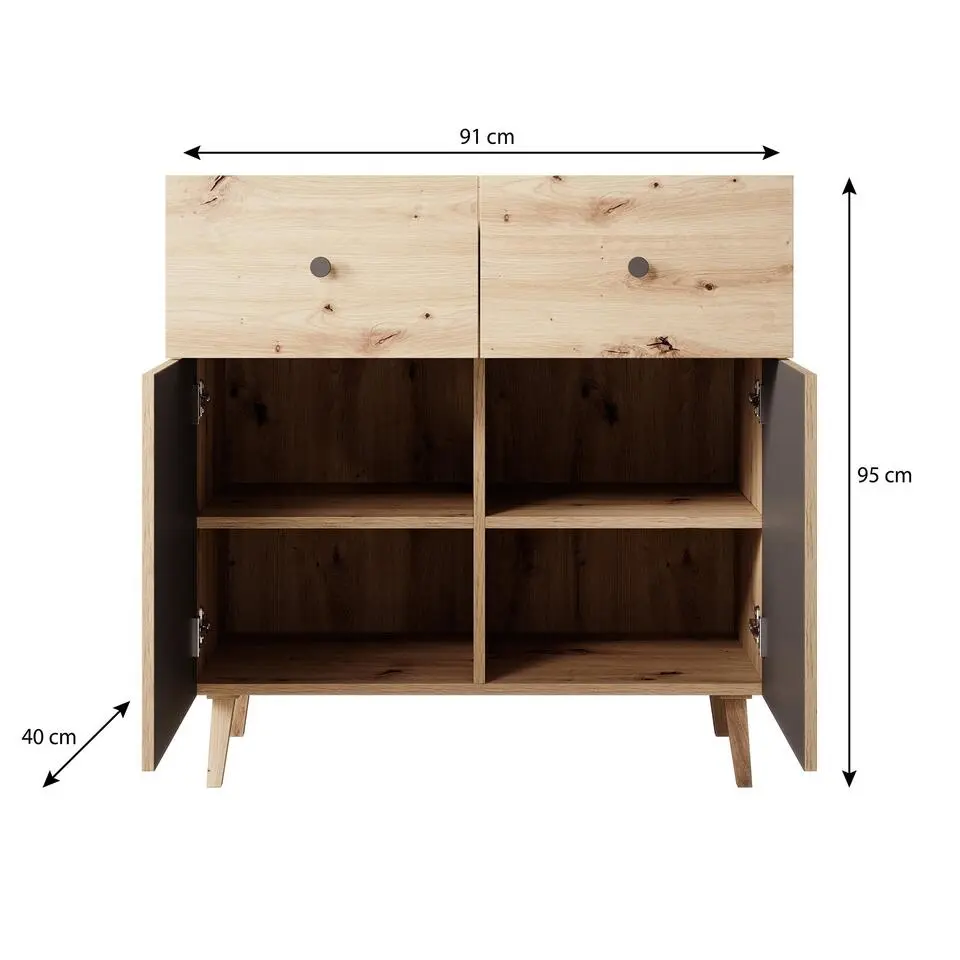 Meubella - Dressoir Bali - Eiken - 90 cm