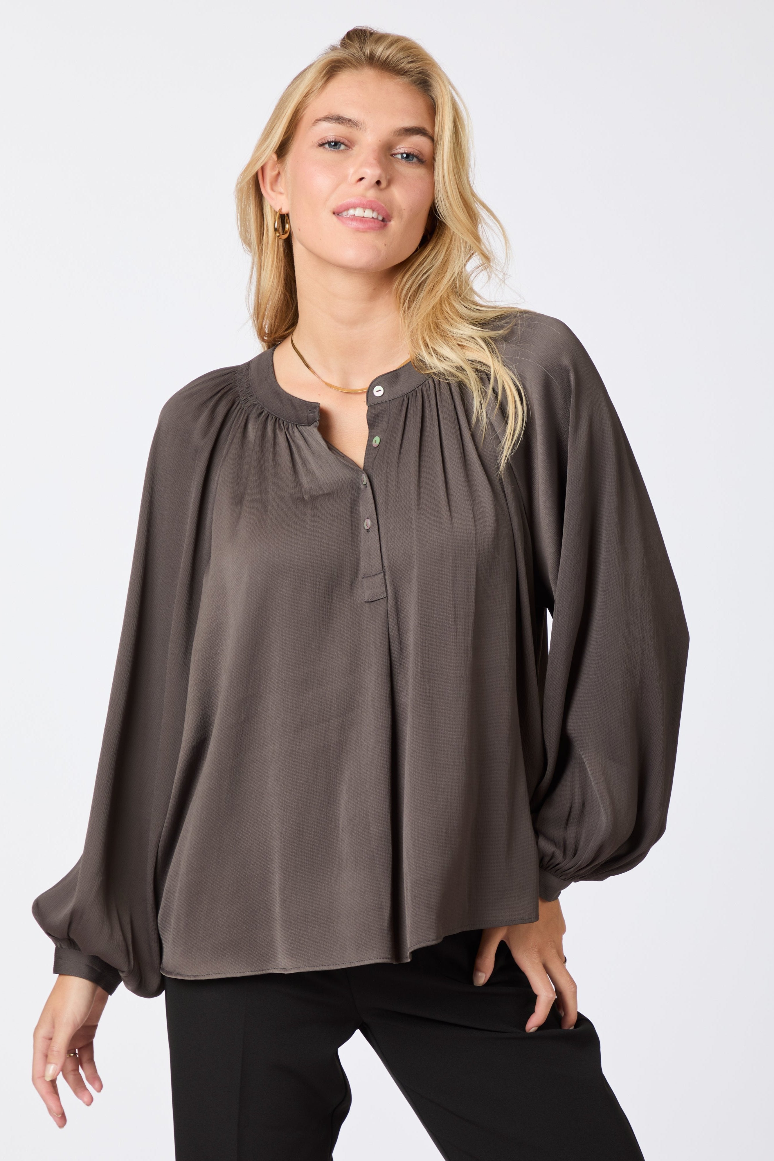 Neo Noir  Kirsty Structure bluse - brun