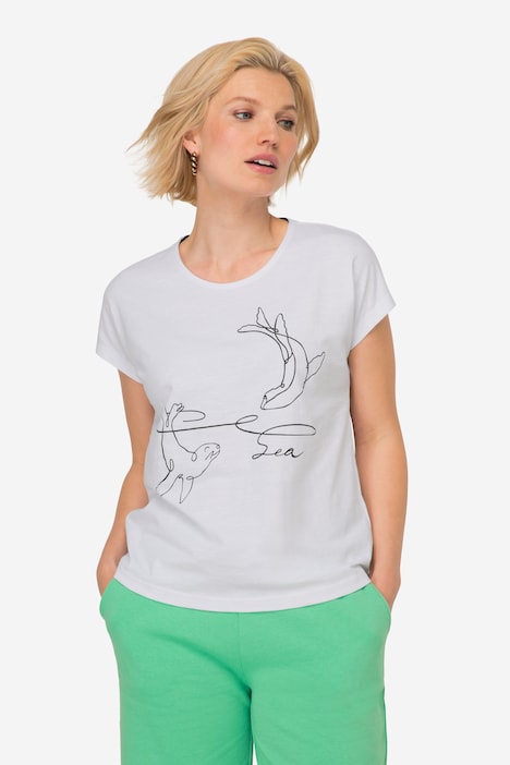 T-Shirt, Robben Print, Rundhals, Halbarm, OEKO-TEX Made in Green