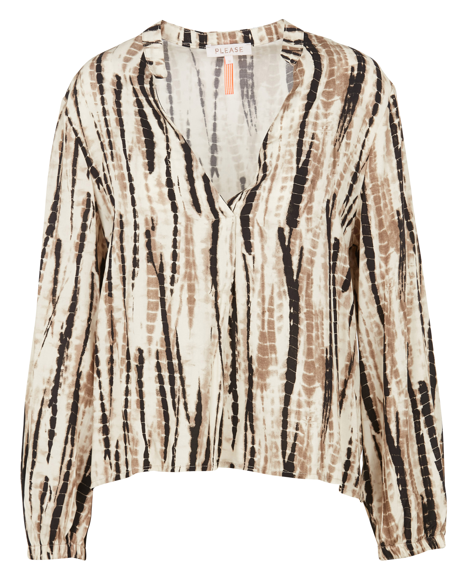 Blouse imprimée à Col V Profond en viscose| Beige