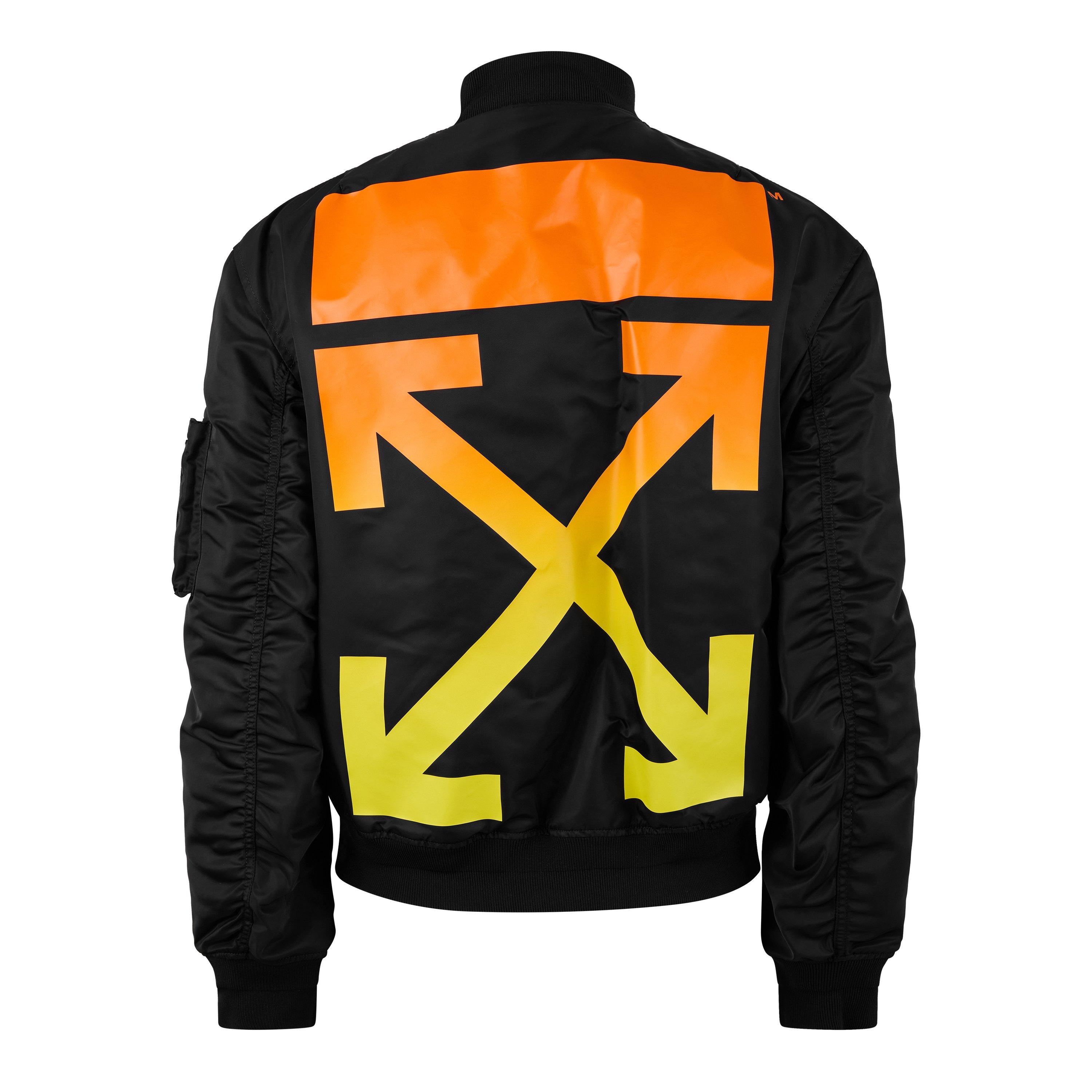 Off White Orange Gradient Bomber Jacket