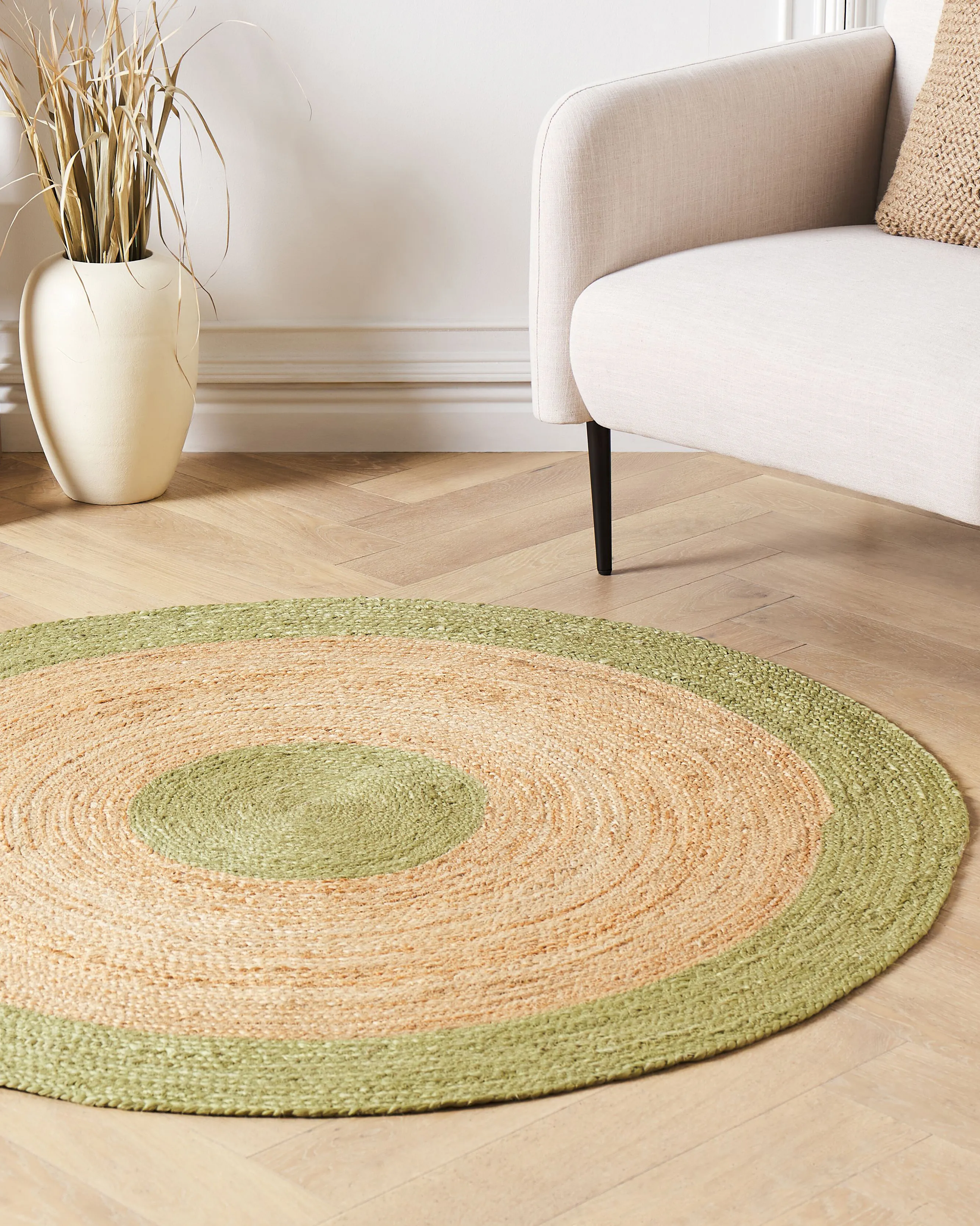 Vloerkleed YAYALAR Lichtgroen ø 140 cm Jute