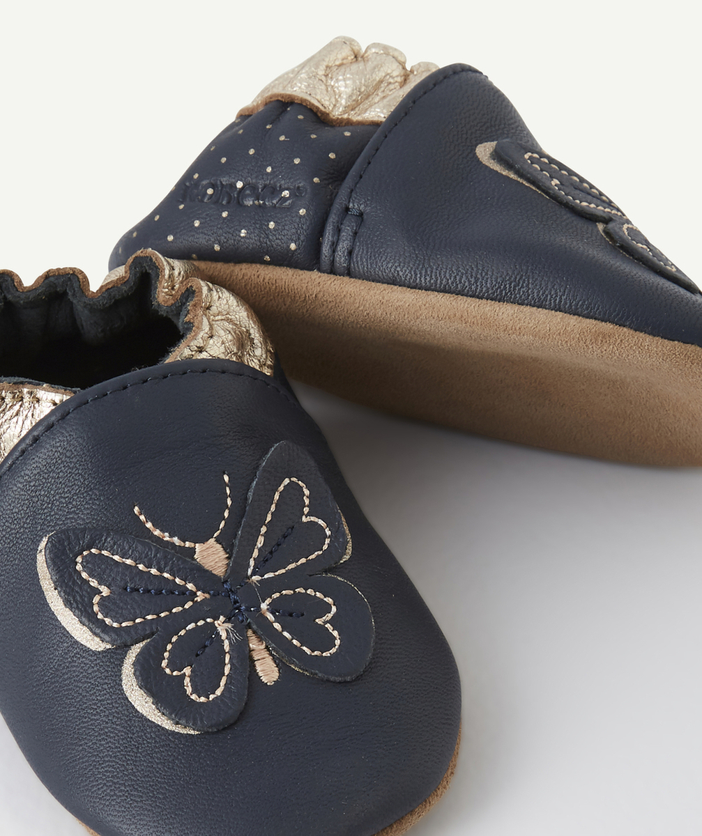 ROBEEZLES CHAUSSONS BLEU MARINE EN CUIR AVEC PAPILLONS