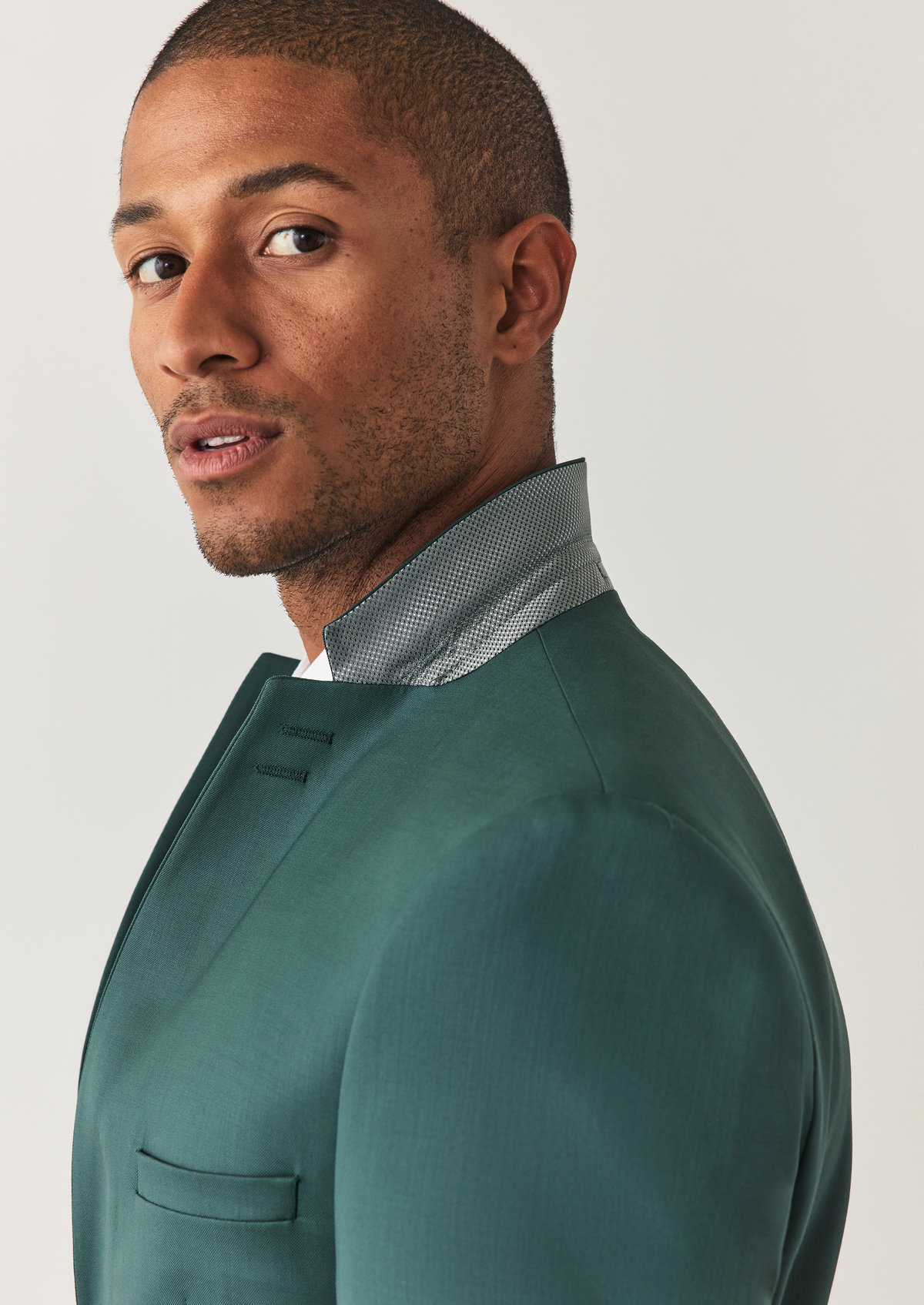Costume 2 pièces Slim en laine unie vert bouteille